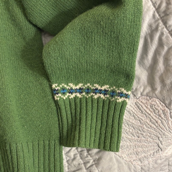 LL Bean Green Nordic Pattern Women's Sweater - Picture 3 of 5